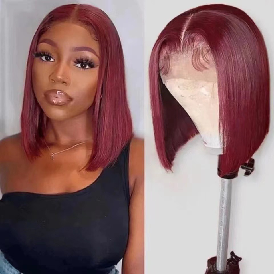 Amazon nuevos productos Europeos y estadounidenses pelucas de cabello corto y recto para mujeres negras bobbing cubierta de cabello corto y recto cubierta de cabello
