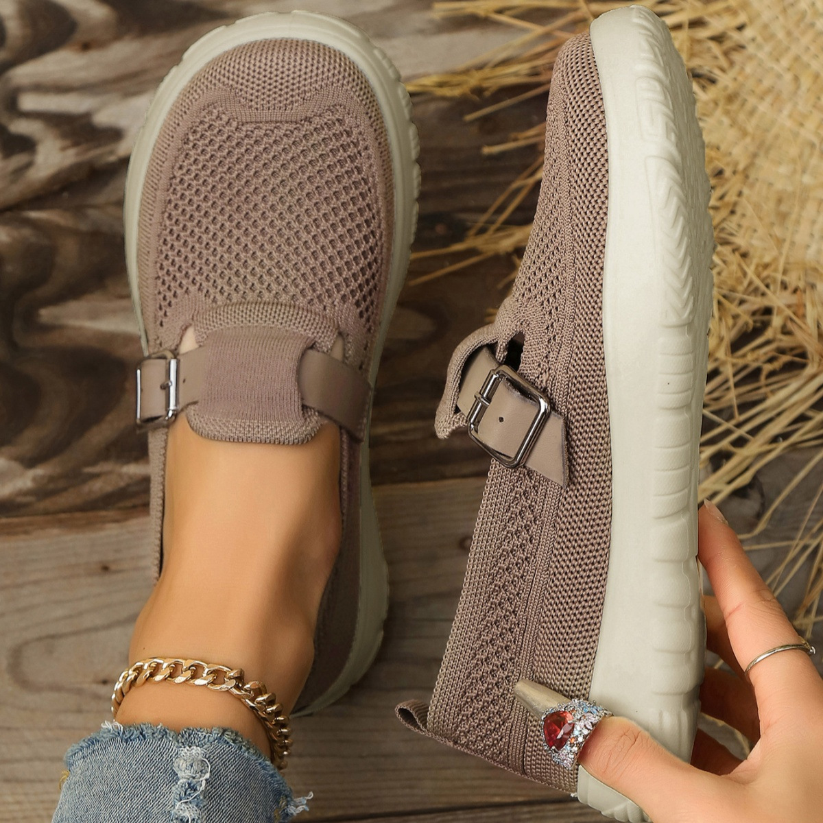 Women's plus Size Breathable Mesh Platform Casual Loafers Sporty Style Autumn New Fashion Ladies Slip-On Shoes_voghion.com