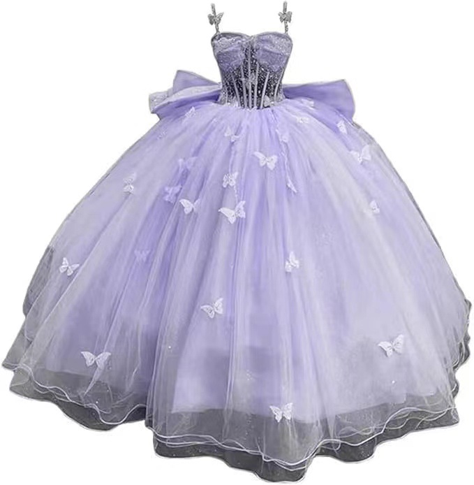 Vestido de noche púrpura francés al por mayor de lujo ligero nicho de lujo femenino de lujo
