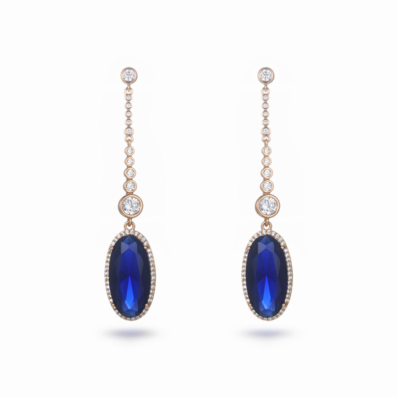 Xuping joyería de bronce de piedra artificial color azul geometría pendientes cuadrados pendientes de lujo pendientes de orejas al por mayor mujeres