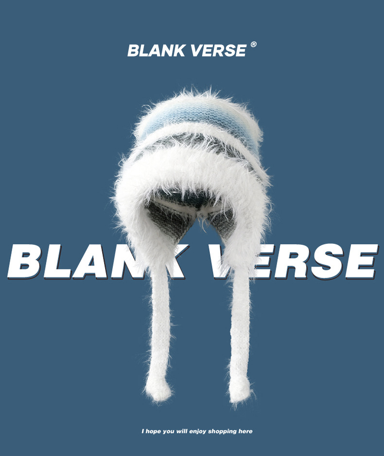 Cappello di lana lavorato a maglia con lacci, protezione per le orecchie, autunno e inverno, colore sfumato, a righe, caldo, in peluche, da donna_voghion.com