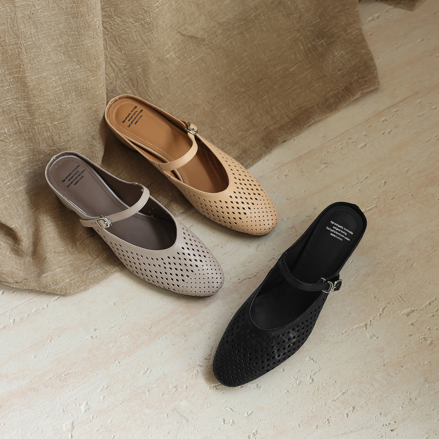 Sandal cao gót nữ hở mũi quai ngang gót 6 cm — đen