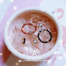 戒指A组多款天然黑尖晶草莓晶拉长石14K注金小尾戒女定款制宝石