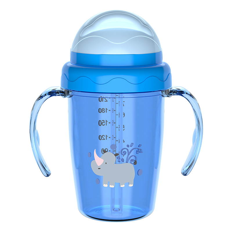 Taza de agua para bebés de dibujos animados, taza de bebés a prueba de fugas, taza de agua a prueba de fugas con mango, taza de bebida directa al por mayor