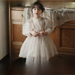 2024 Spring Girls' Dress – Korean-style Strawberry San, French-inspired Flared Sleeve Tulle Princess Gown – Drop Shipping Available