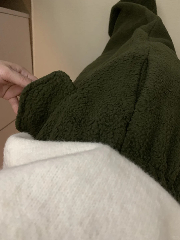 美式复古绿色加厚羊羔绒裤女ins潮抽绳休闲裤秋冬运动卫裤直筒裤