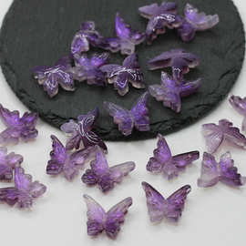 琉璃立体果冻闪粉中孔凤尾蝶渐变仙女蝴蝶结DIY古风发簪发夹配饰