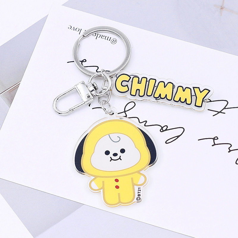 韓国版ボーイズグループ BT21 漫画キーホルダー男性と女性のカップル RJ TATA バッグ車のキーホルダーペンダント|undefined