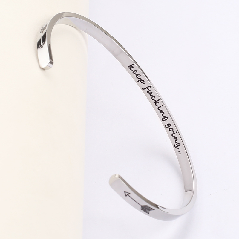 Fashion Letter Titanium Steel Polishing Bangle