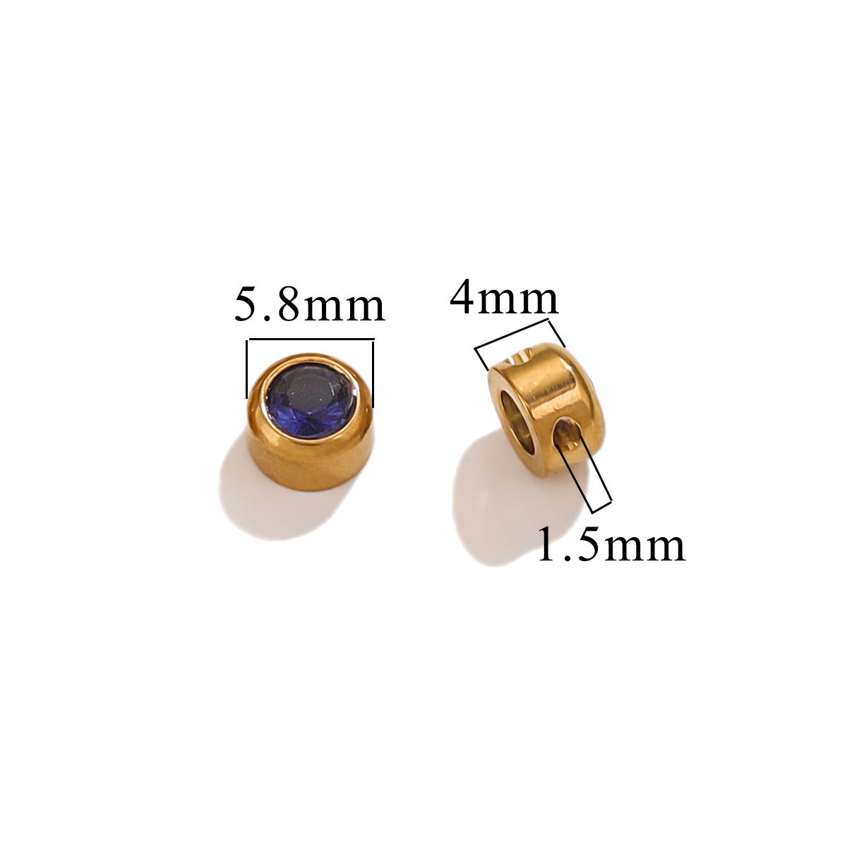 Nuevo redondo U perforación cuentas de acero inoxidable galvanizado cuentas DIY acuarela de color diamante accesorios de collar de 6 mm