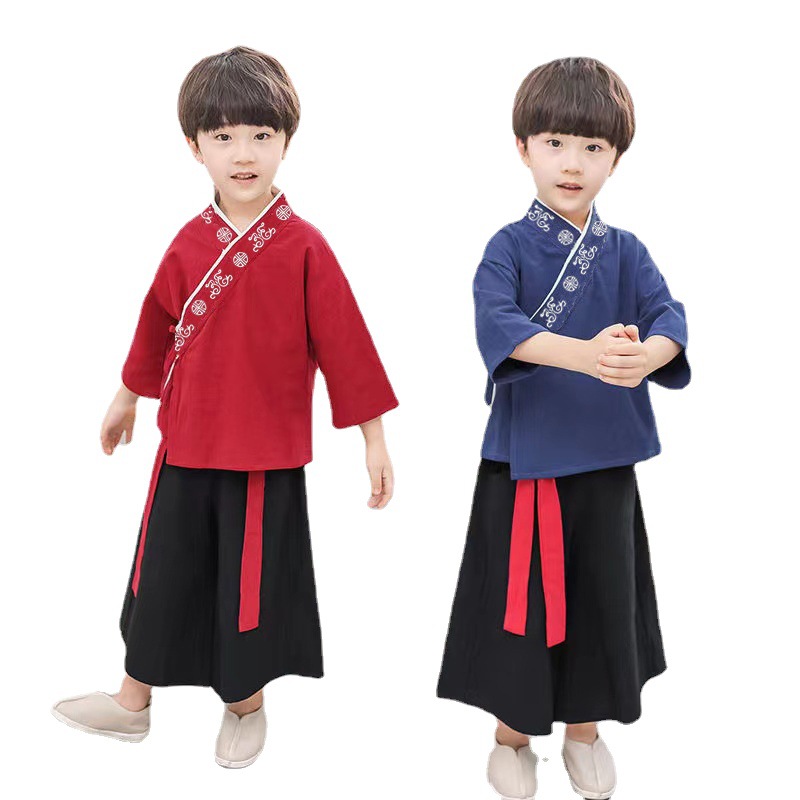 Hanfu para niños y niñas traje antiguo traje de algodón chino ceremonia de apertura estudiantes de la escuela primaria para niños traje de rendimiento de estilo chino image 6