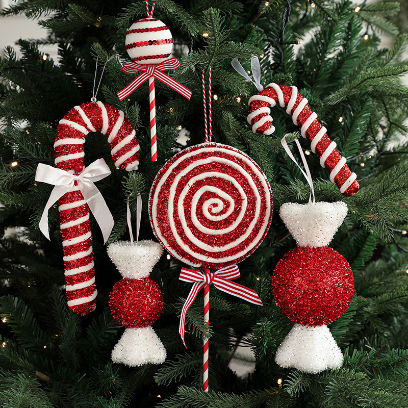 Colgante de dulces de Navidad árbol de Navidad decoración muletas escena de vacaciones colgante prop Lollipop modelo de caramelo ondulado