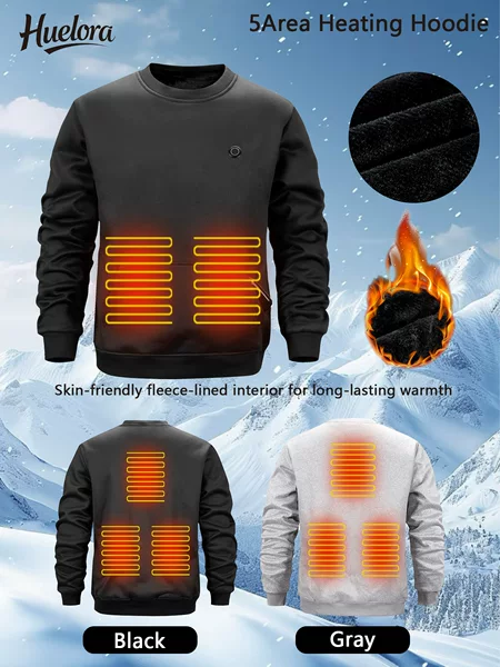 European Size Cross-Border New Smart Heating Sweatshirt Electric Heating Clothing for Men and Women USB Heating Fleece-Lined Thickened Warm Outdoor Wear