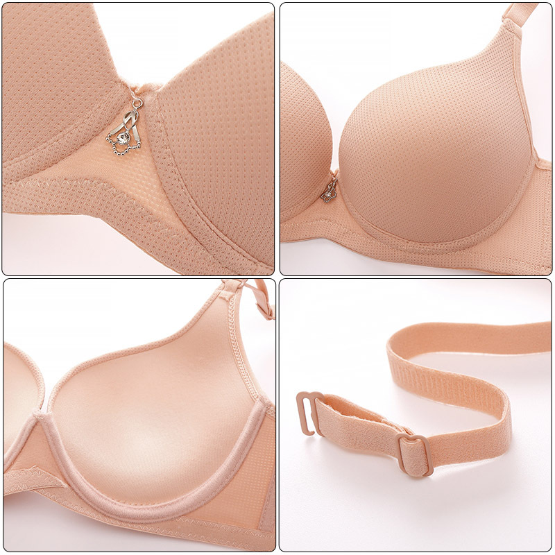 Damen-BH mit Push-up-Effekt, seitlicher Stütze, Bügel, dünnem Oberteil, dickem Unterteil, sexy, atmungsaktiv, mit Löchern_voghion.com