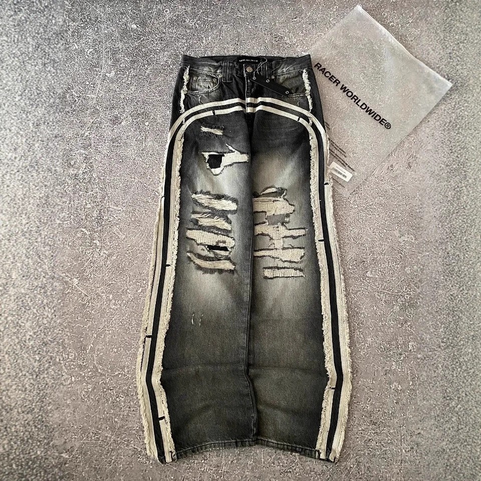 Europa y Estados Unidos transfronterizos retro gótico americano Harajuku y2k personalidad estilo callejero agujeros jeans casuales pantalones de piernas