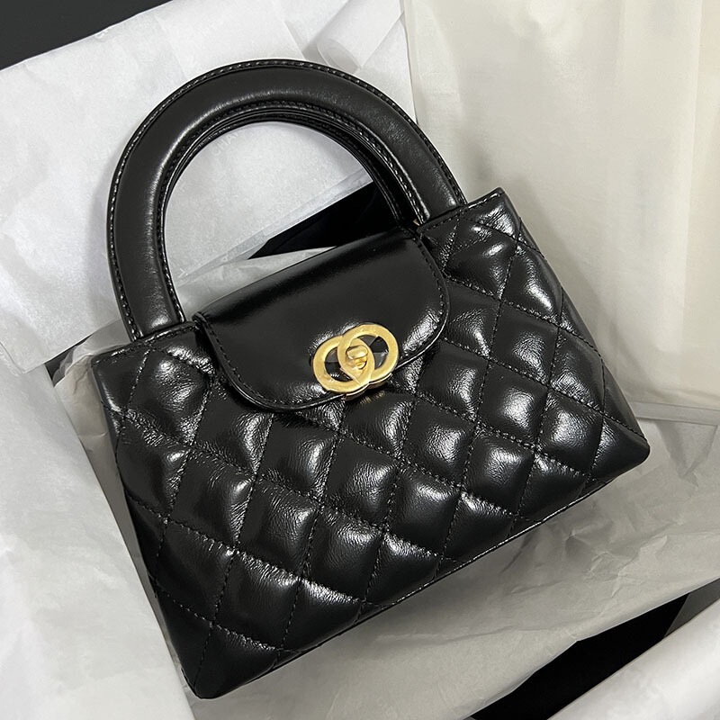 New Style Fragrant 23K Mini Shopping Bag Kelly Portable Single Shoulder Crossbody Bag Vintage Diamond Plaid Chain Bag Women's Bag