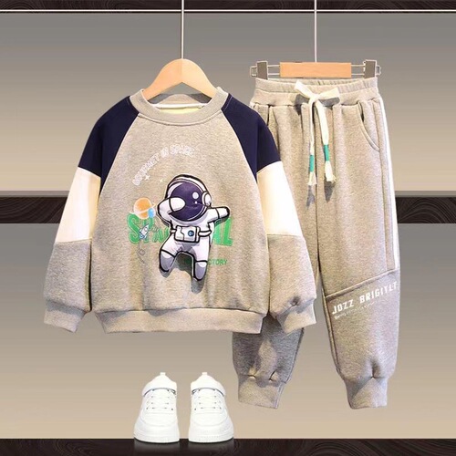 Spring and Autumn Boys Suit  New Korean Version Medium and Large Children's Long-Sleeved Sweatshirt Casual Pants Sportswear Western Style Two-piece Set