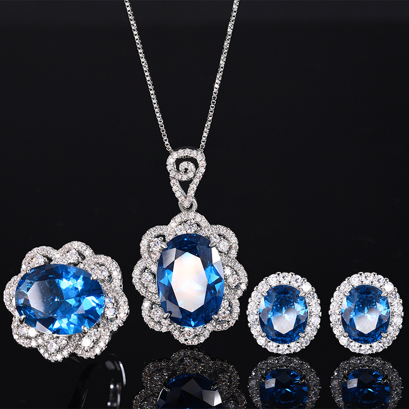 2024 new Zhuang Shengsheng jewelry simulated blue spindle egg-shaped…