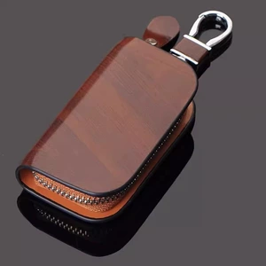 【Direct from Manufacturer】Peach Wood Grain Car Key Case, High-Quality Material Car Keychain, Universal Car Logo Key Cover