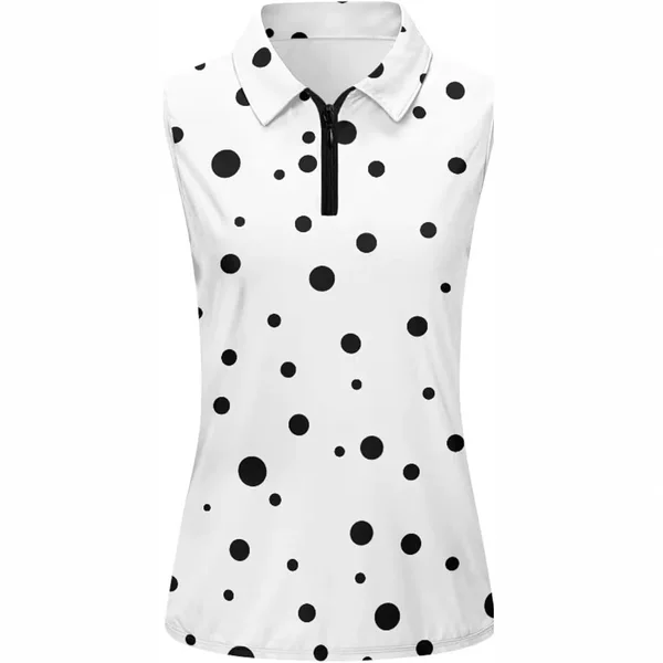 Cross-Border Exclusive Supply of Summer Women's Sleeveless Golf Shirts, Quick-Drying, Breathable, Zippered Sports Polo Shirts