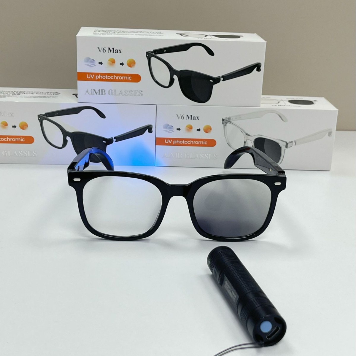 Gafas inteligentes Bluetooth V6 Max, modernas y a la moda, con llamadas Bluetooth, reproducción de música, gafas de sol para parejas, control remoto y funciones de cámara de teléfono.