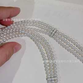 4-5mm淡水强光小灯泡正圆基本无暇高级感精工纯银扣多层毛衣链
