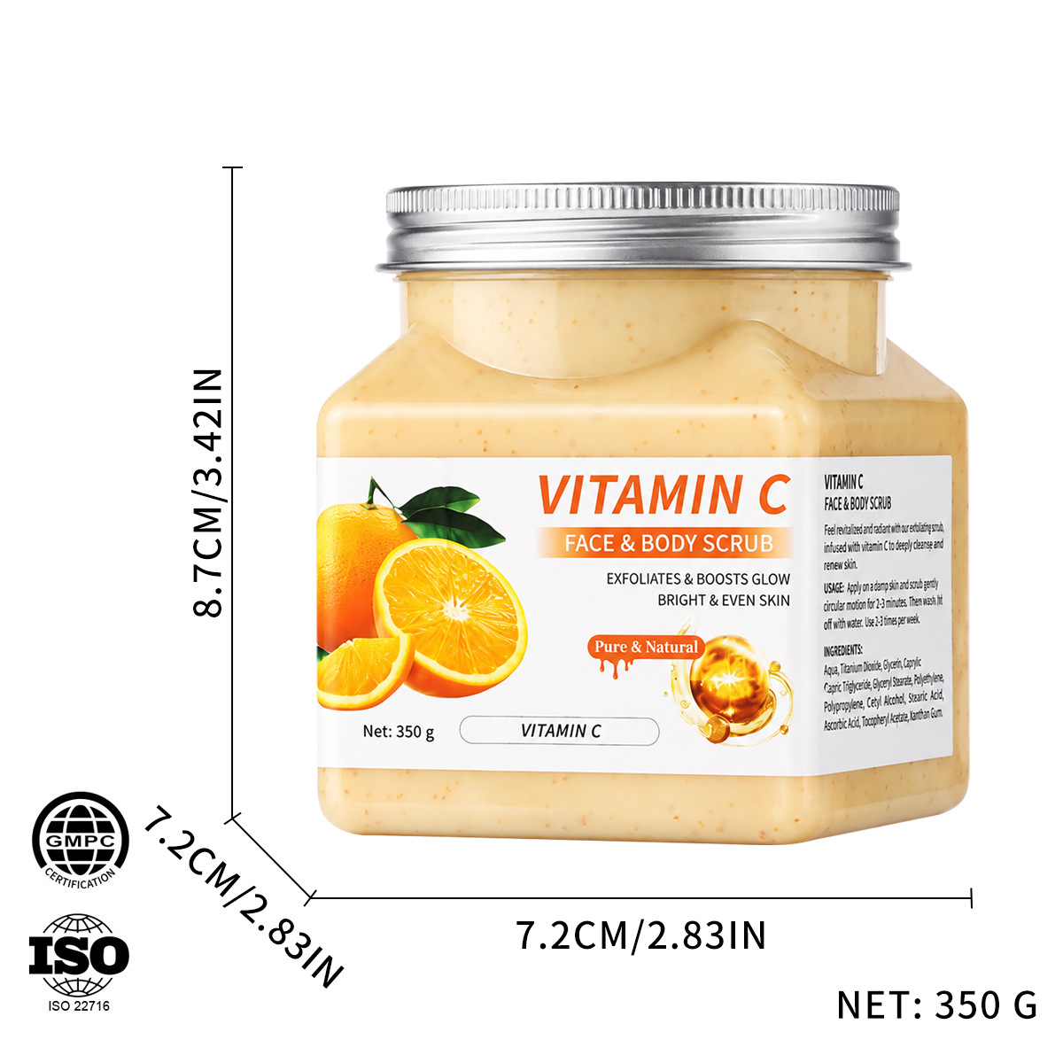 Orange, scrub, vitamin C, 350G