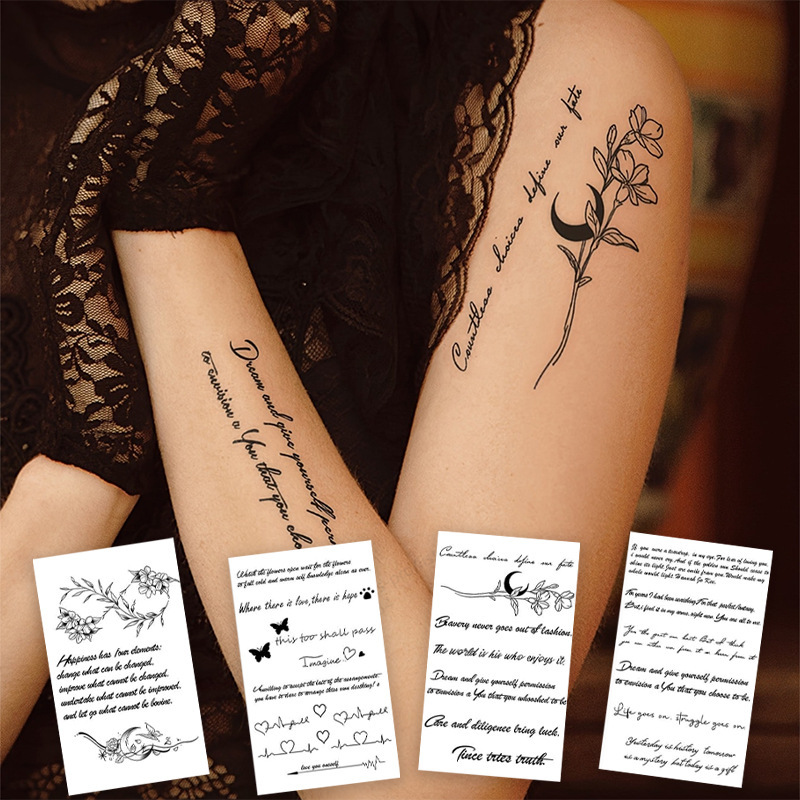 Cross-Border Popular Item with a High-End Feel, Simple Ins-Style Heart, Butterfly, Moon, English Phrase, Arm and Collarbone Tattoo Sticker Cross-Border Popular Item with a High-End Feel, Simple Ins-Style Heart, Butterfly, Moon, English Phrase, Arm and Collarbone Tattoo Sticker