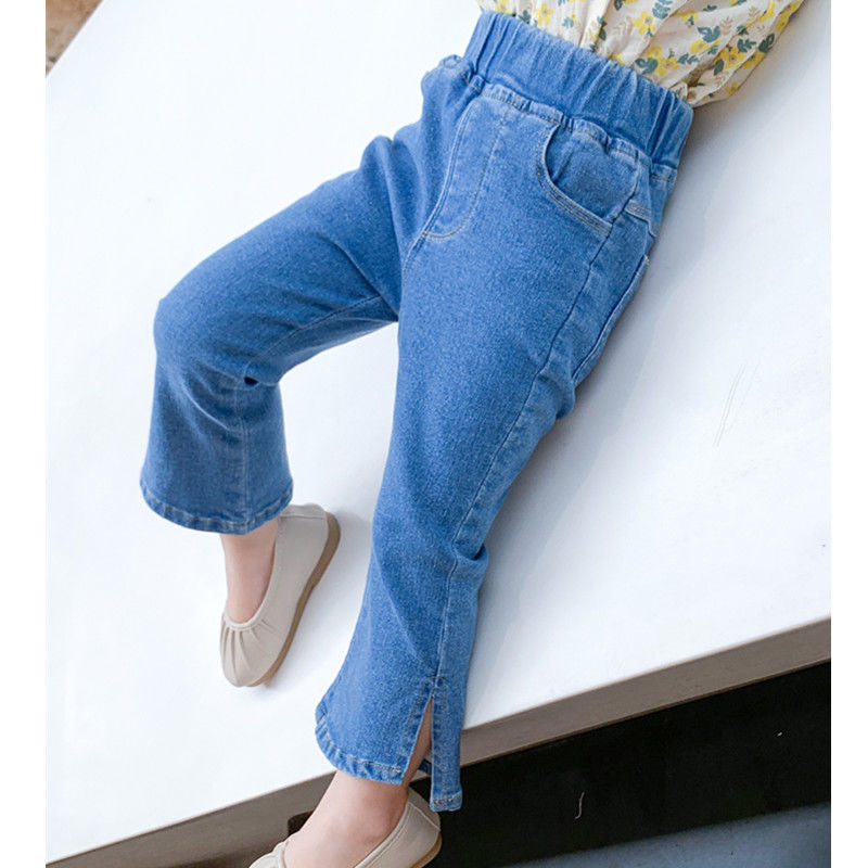Corea de estilo extranjero primavera y otoño niños pantalones vaqueros de primavera y otoño niños pantalones de otoño para bebés de moda de otoño pantalones de boquilla