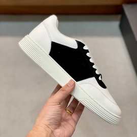 2024年新款拼色系带平底休闲板鞋欧洲站潮流时尚百搭潮流小白鞋男