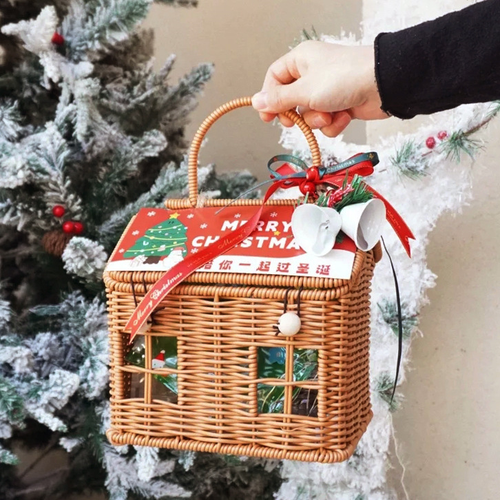 2024クリスマスプレゼントクリスマスクッキー焙煎阿膠餅キャンディー平安夜リンゴ箱手提げギフトバスケット|undefined