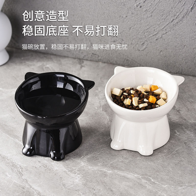 Comedero de plástico de gran capacidad y boca ancha para gatos y perros con boca inclinada para proteger las vértebras cervicales, evita que se vuelque, comedero para gatos persas.