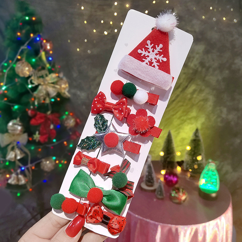 Cute Christmas Hat Christmas Tree Star Sequin Cloth Hair Clip display picture 5