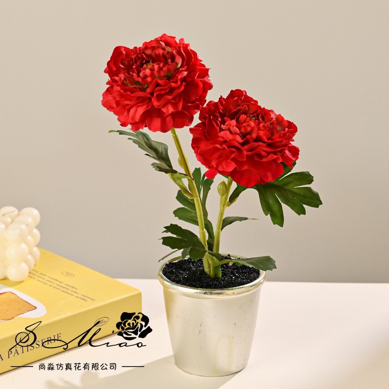 Simulación de doble camellia multicapa bonsai decoración creativa sala de estar interior decoración de estudio flor artificial bonsai image 12
