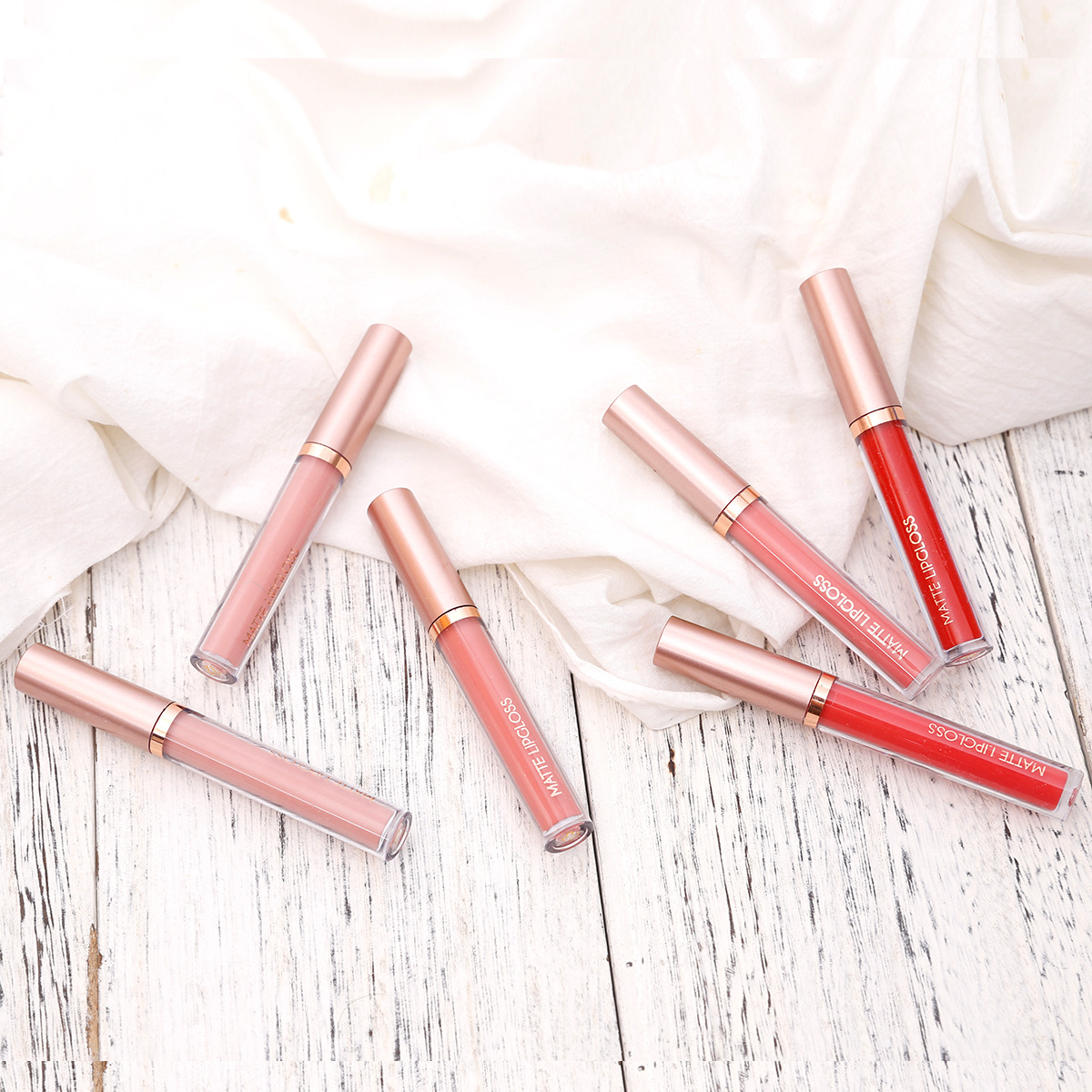 6-piece red matte lipstick set, liquid lipstick, waterproof, non-stick cup, lip gloss, velvet lip gloss, cross-border undefined