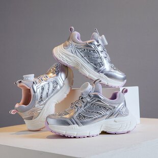 Children's sneaker 2025 Spring and Autumn New Girls' Big Daddy Shoes Swivel Buckle Fashion All-match Running Shoes