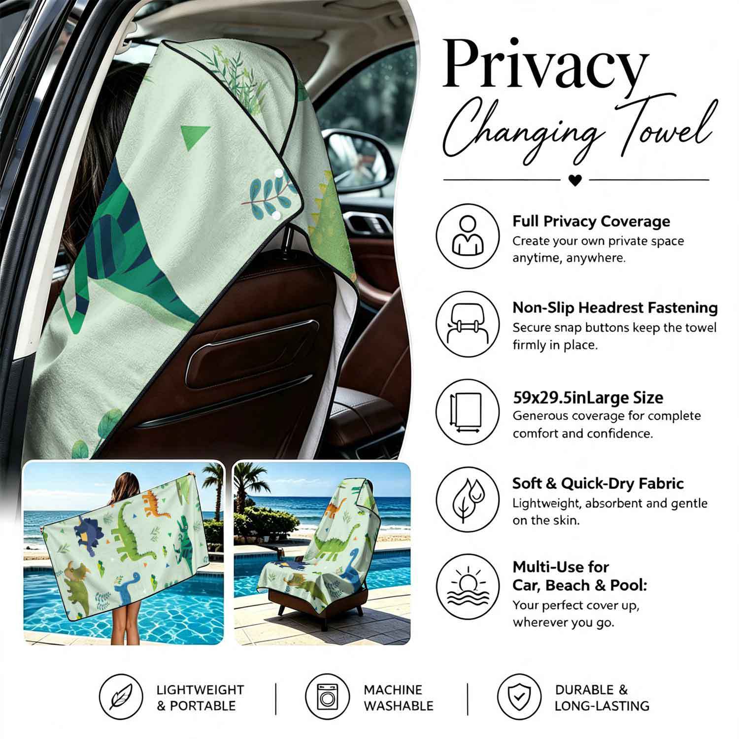 2-piece dual-use car seat cover, ultra-fine fiber, can be used as a beach towel, printed car protective seat cover 6