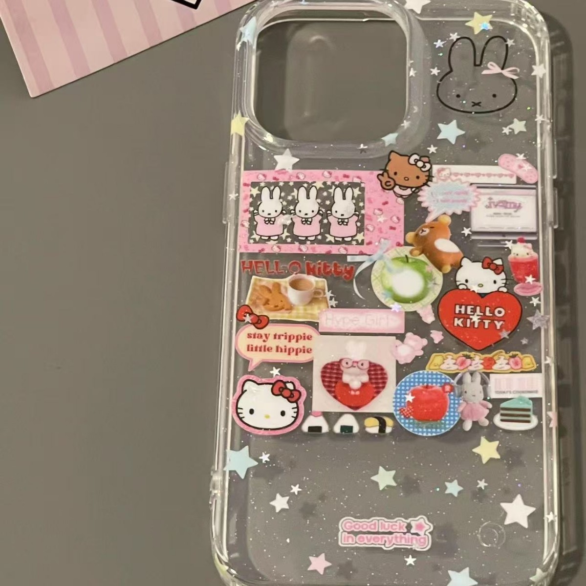 Niña ins brillo conejo kt ilustración para iphone16ProMax nuevo 14/15 funda para teléfono móvil Apple 13