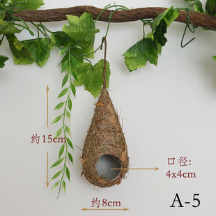 Artificial straw bird nest bird nest hanging hanging grass bird nest bird house garden plant micro landscape bird decoration