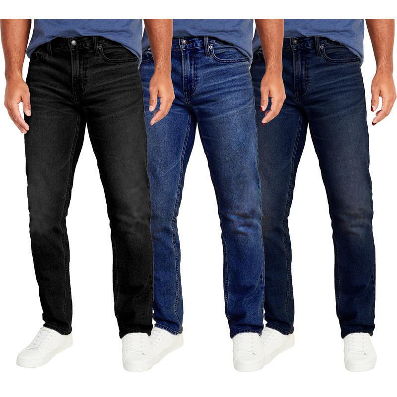 跨境Men's 3 Pack Flex Stretch Slim Straight Jeans with 5|undefined
