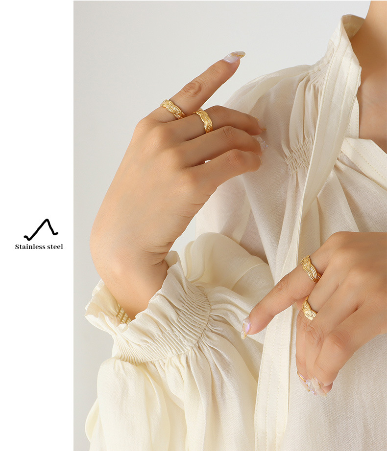1 Piece Quantity Wholesale Jewelry Fashion Geometric 304 Stainless Steel 18K Gold Plated Open Ring