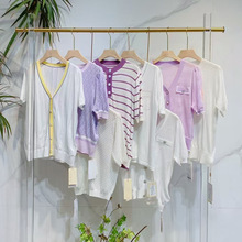 【歌例】天丝毛衣女专柜品牌25夏冰麻天丝小衫女撤柜品牌走份尾货