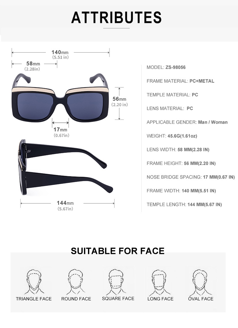 Box Sonnenbrille Für Damen Und Herren Mit Großem Rahmen_voghion.com