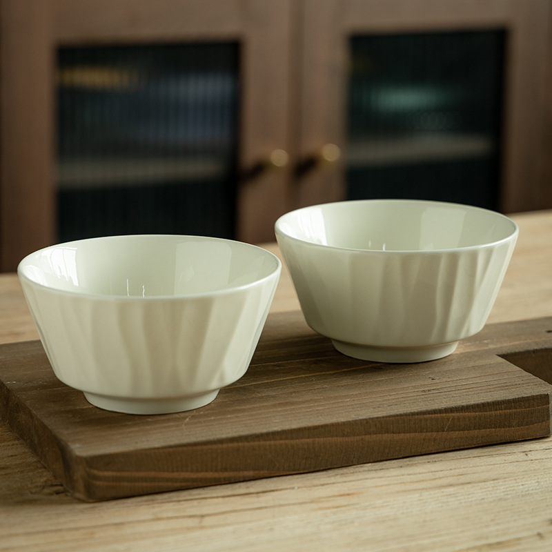 Tazón de arroz de cerámica simple y práctico de estilo retro, tazón de postre, tazón de arroz doméstico de alto valor, tazón de color sólido, tazón pequeño