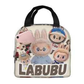 新款labubu午餐包儿童全印花野餐包卡通动漫手提保温袋便捷饭盒袋