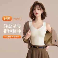 10A抗菌抗静电收腹少女加绒秋冬打底保暖内衣背心女带胸罩一体