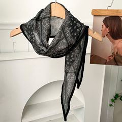 2025新品复古风~ 日系春夏薄款围巾时髦腰果棉麻菱形丝巾休闲男女