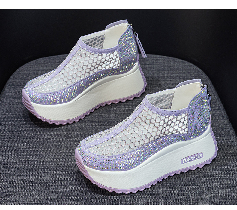 Giày sneaker nữ chunky đế dày mũi tròn lưới thoáng khí phong cách thể thao — M2839 màu xanh, M 2839m màu, M2839 màu đen, M2839 màu tím chi tiết 35
