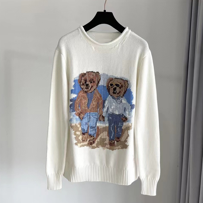 Jiayi stire Nanyou Gaopin RL2024 Autumn and Winter New Embroidered Two Bears Cotton Roll Collar Sweater Sweater