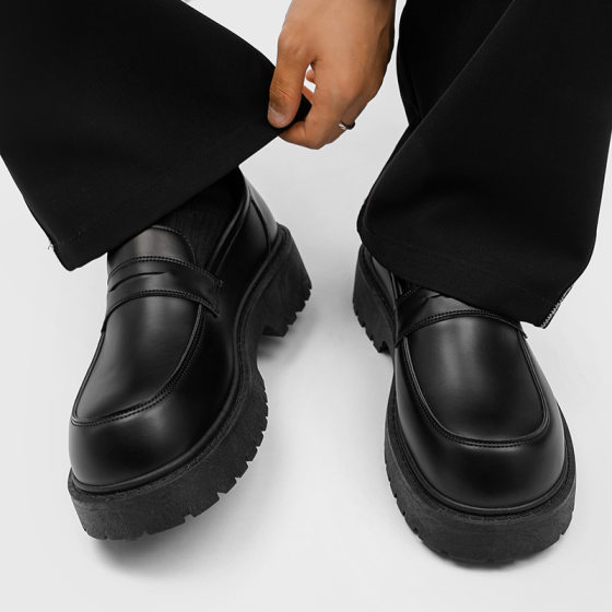 Shoes Men's 2024 Spring New British Fashion Retro Derby All-match Fashionable Casual Height Increasing Big Toe Leather Shoes